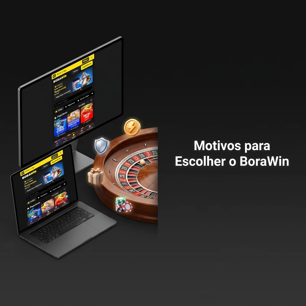 Motivos para escolher o BoraWin: saques rápidos via Pix, jogos de cassino, apostas esportivas e suporte 24h.